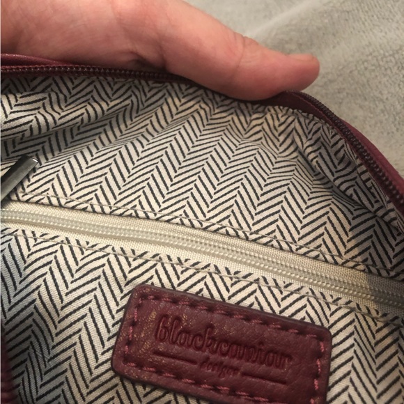 As New-Burgundy-Red Vegan Leather” Black Caviar” cross body handbag - Picture 4 of 16